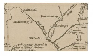 Map of indian towns circa 1764 to 1766. Drawing by Thomas Hutchins.