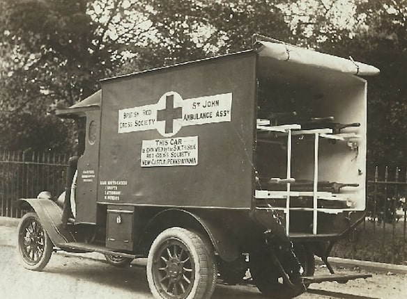 photo of ambulance purchased by south side red cross society in new castle pa