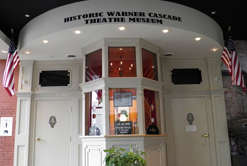 photo of ticket booth at the warner cascade theatre museum