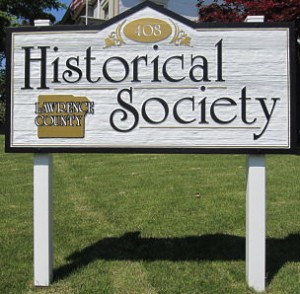 photo of the sign for the Lawrence County Historical Society