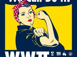 photo of exhibit poster showing rosie the riveter