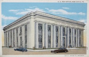 architectural drawing of the new castle post office circa 1933. Provided courtest of Eckles Architecture and Engineering.
