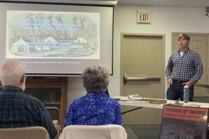 archaeologist aaron kotlensky presenting on the west point foundry at the lawrence county historical society
