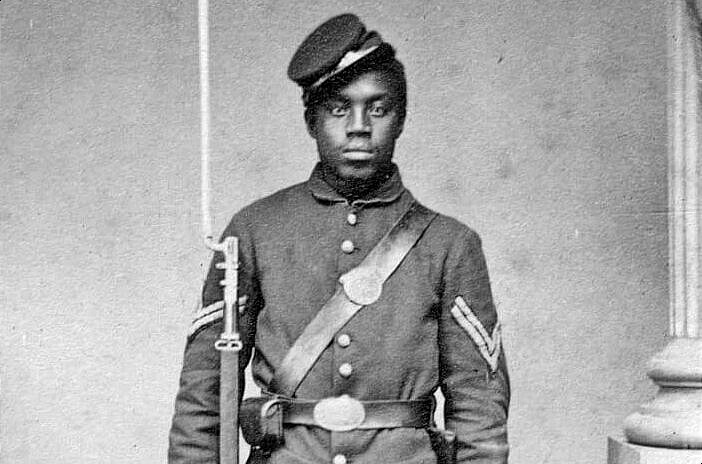 black civil war soldier in full uniform