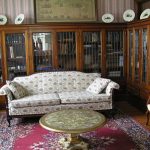 Library library with leaded glass bookcases