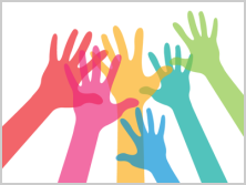 image of raised hands volunteering