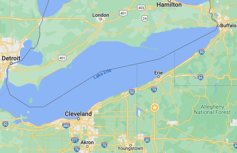 map of lake erie