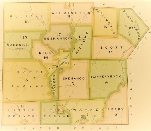 vintage map of lawrence county pennsylvania