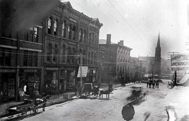 1920 New Castle PA shortly before the enactment of 18th Amendment. The “Prohibition Amendment Headquarters” is on the right.