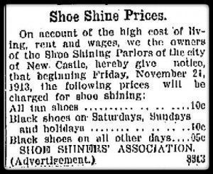 shoe shine advert from newspaper