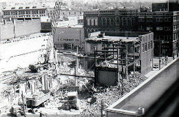 Destruction of city block in New Castle 1972